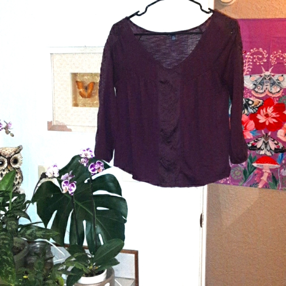 American eagle xs bohemian lace peasant top women